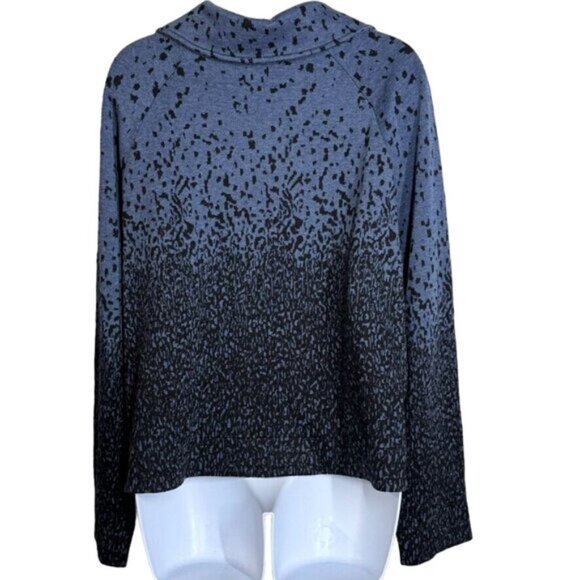 Joseph Ribkoff Womens Blue Black Spotted Ombre Turtleneck Cardigan Jacket Size 6 - Picture 2 of 9